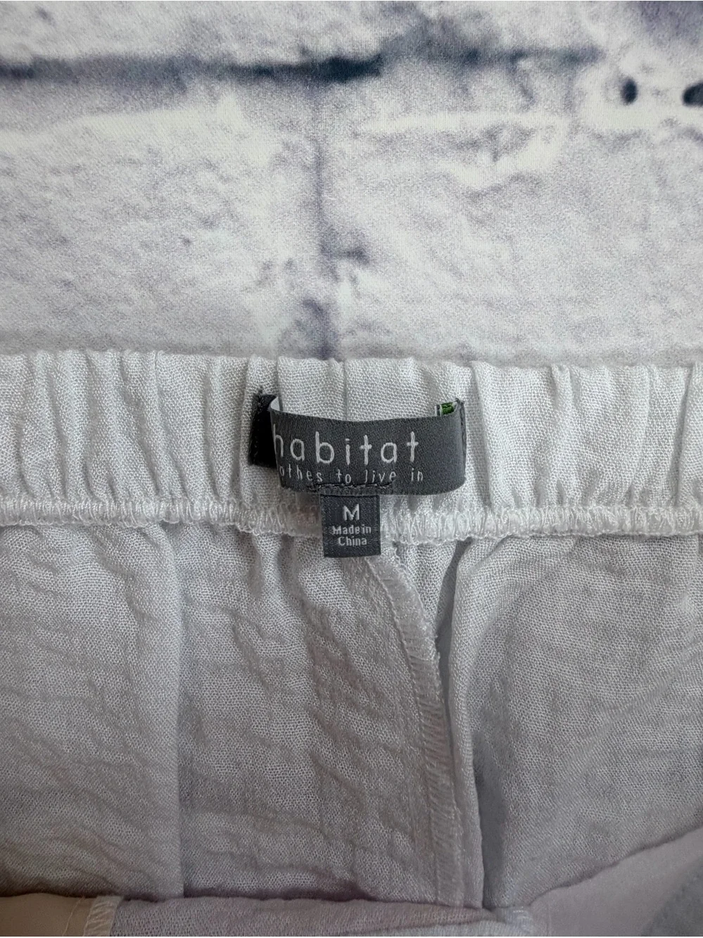 Habitat Light White Elastic-Waist Pants. Cropped. Wide Leg. Size Med.